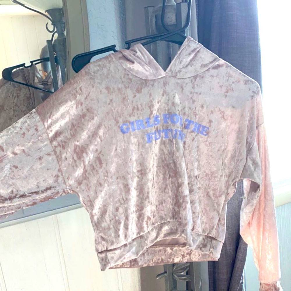 soft pink hoodie